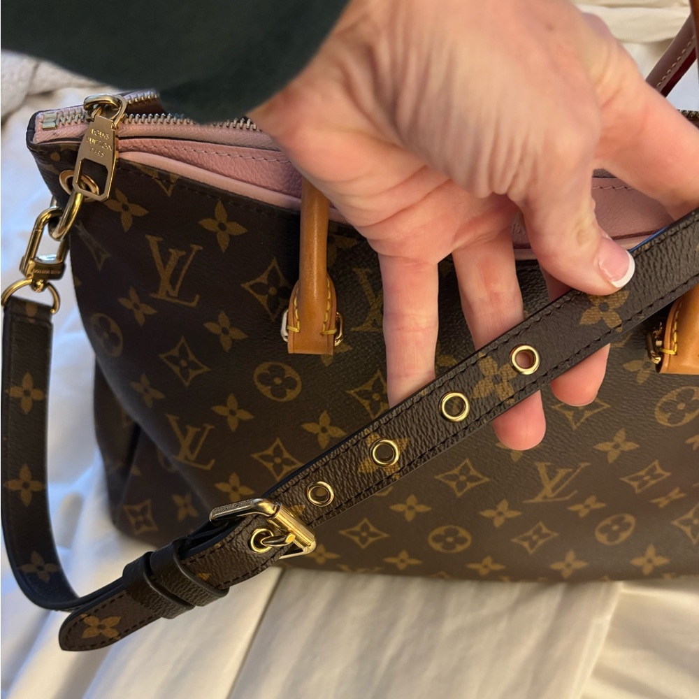 Louis Vuitton pink ballerine pink Brown Monogram Handbag Pallas VGUC - Picture 3 of 17